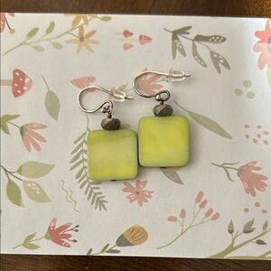 Silpada Lime Green mother of pearl Square Earrings